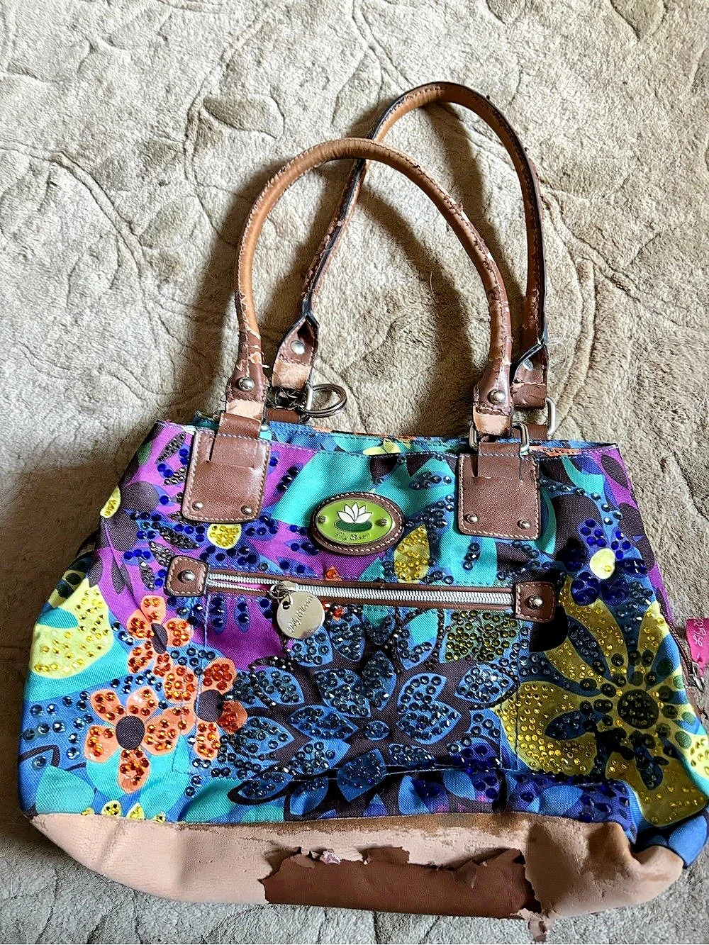 Lily Bloom Floral Shoulder Bag in Blue & Purple